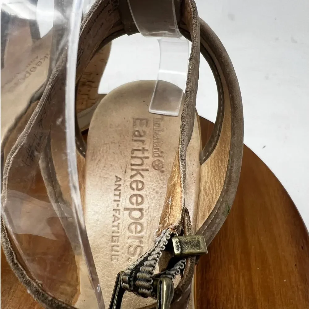 Timberland‎ Sandals  EARTHKEEPERS Maeslin Tan Leather Cork Wedge Sandals Size 10